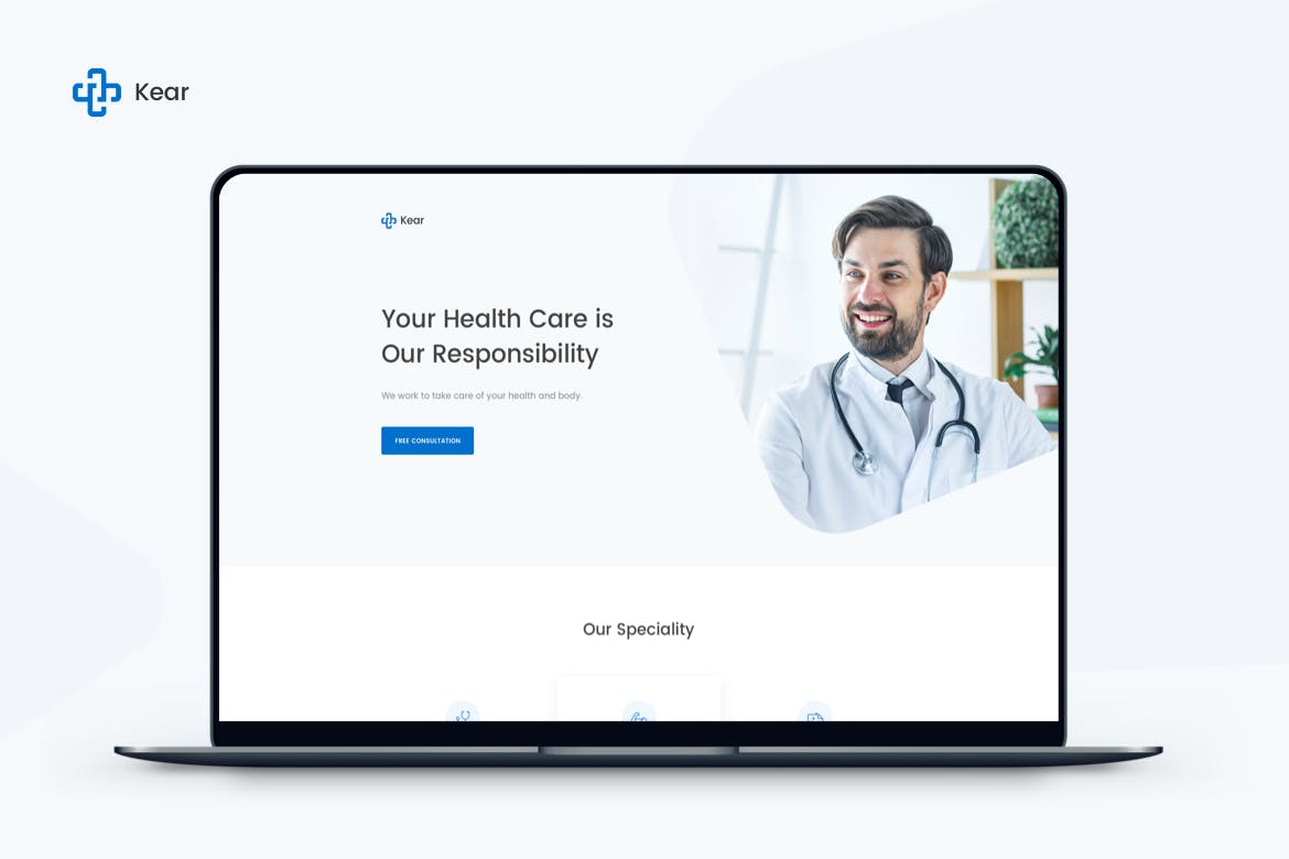 医药健康护理机构网站着陆页模板素材库精选 Kear – Medical & Healthcare Landing Page Template插图