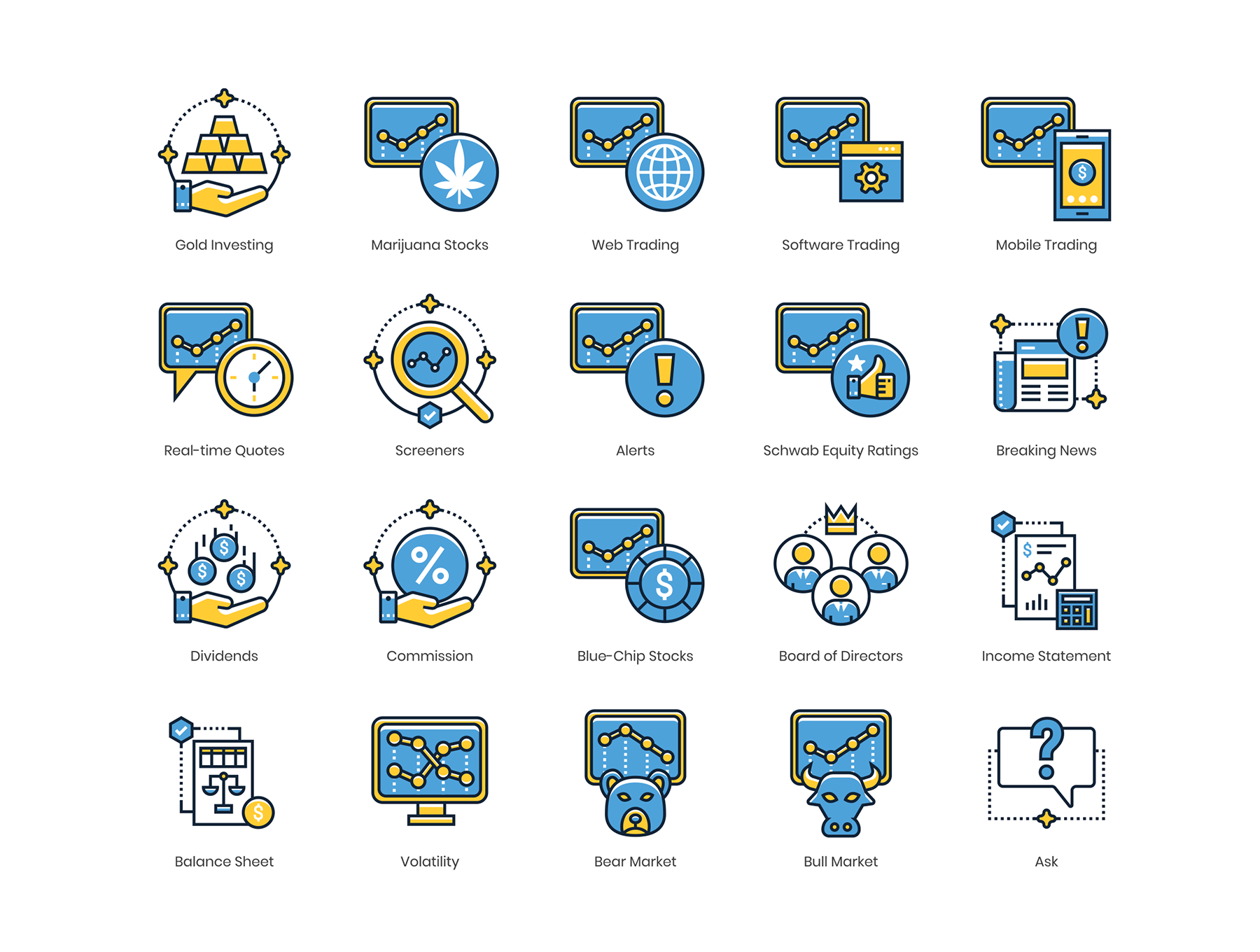素材库下午茶：投资行业矢量图标下载插图(2)