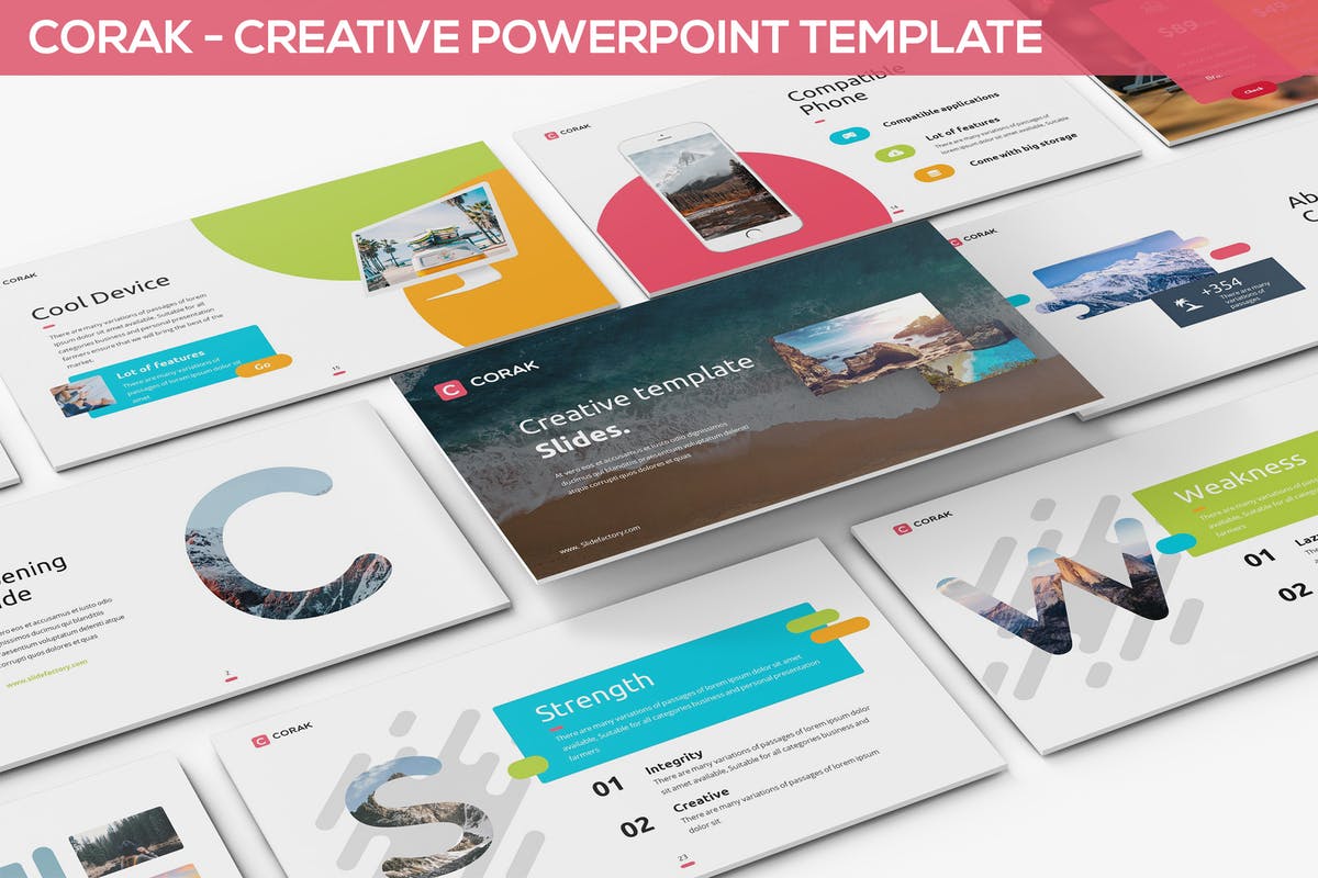 企业SWOT分析PPT模板下载 Corak – Creative Powerpoint Template插图