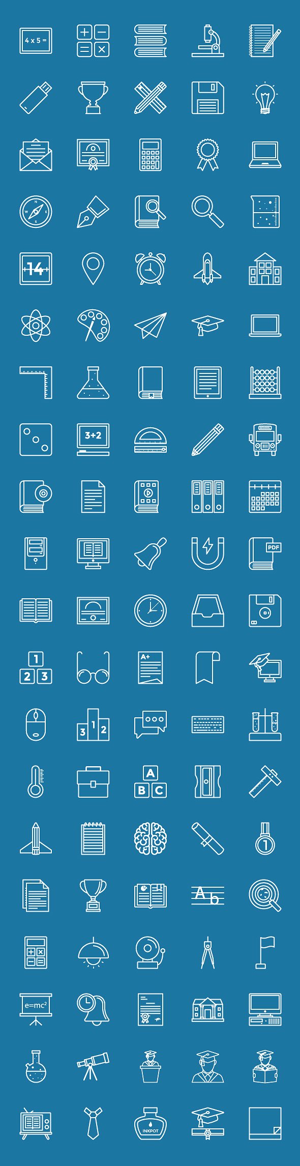 1200枚教育主题图标 Educational 1200 Icons Bundle Pack插图(12)