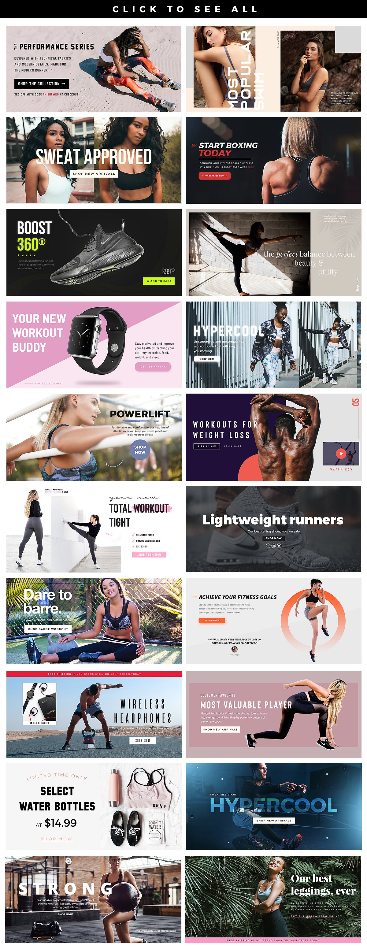 20款健身户外运动广告Banner模板 20 Fitness & Workout Hero Banner PSD插图(1)