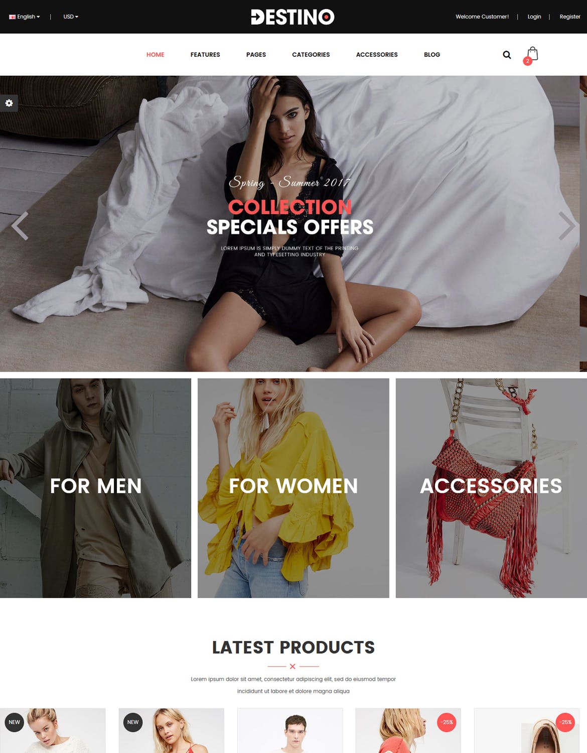 响应式设计多用途网上商城HTML模板素材库精选 Destino – Responsive & MultiPurpose HTML5 Template插图(5)