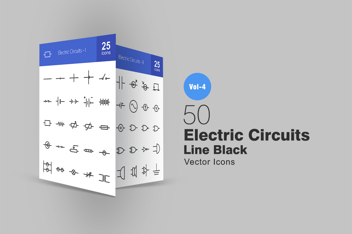 50枚电路线路板主题矢量线性素材库精选图标 50 Electric Circuits Line Icons插图