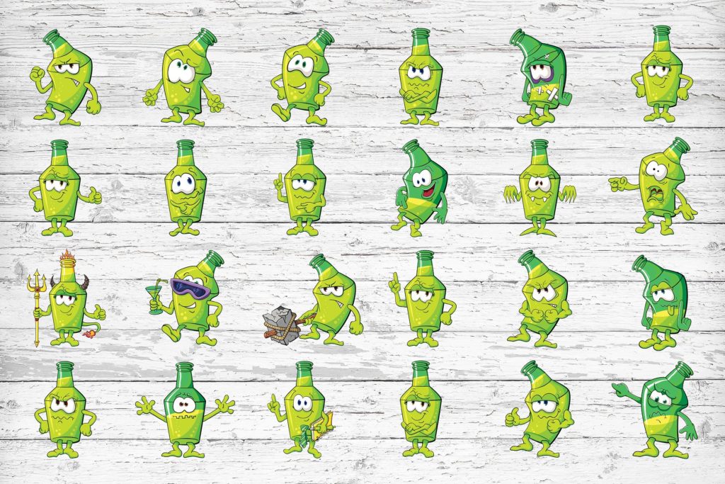 一套可爱的酒瓶卡通表情包下载[eps,png]插图(3)