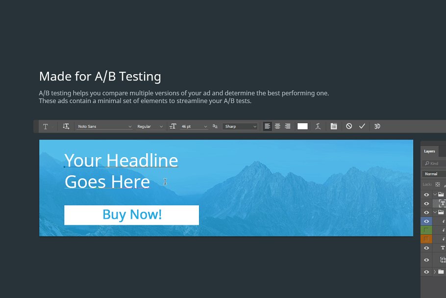 多用途多规格常见尺寸广告图模板素材库精选 Multipurpose Vibrant Overlay Ad Set插图(3)