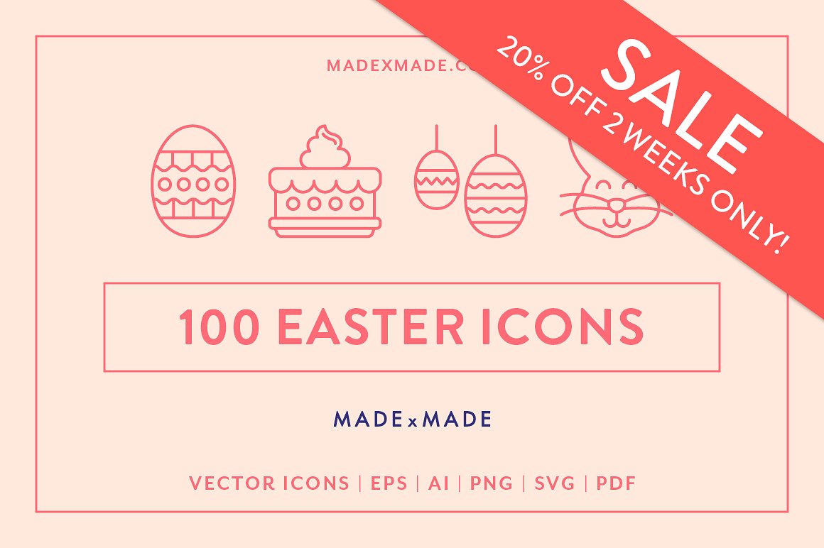 100个复活节线形矢量图标下载[ai,eps,pdf,svg,png]插图