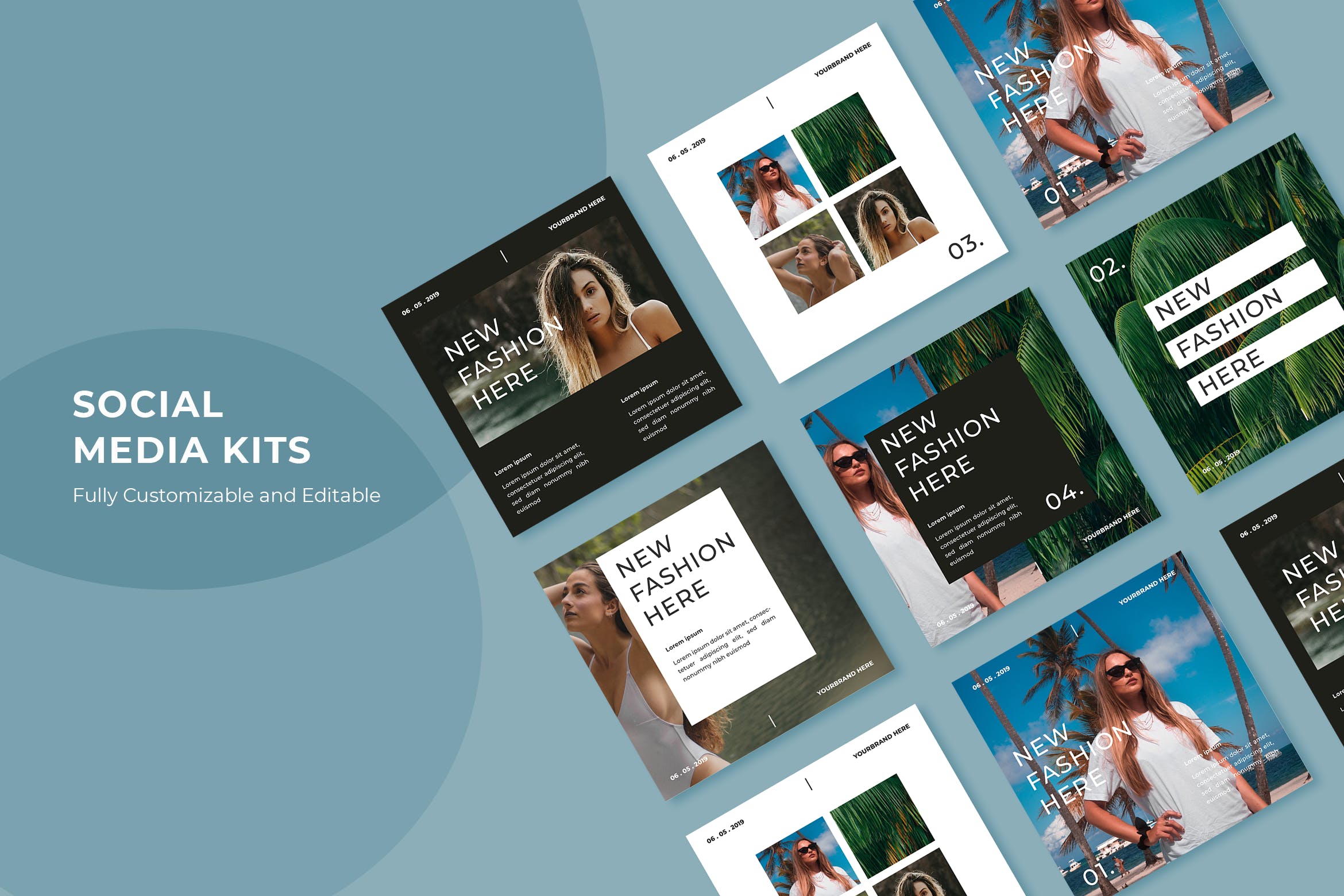 时尚主题社交网站推广广告设计素材v99 SRTP – Social Media Kit.99插图