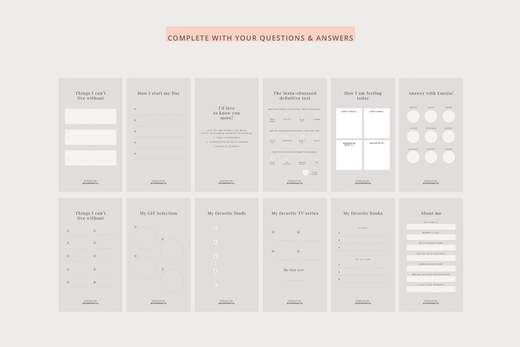 社交新媒体品牌故事贴图模板素材库精选 Q+A Stories Templates插图(3)