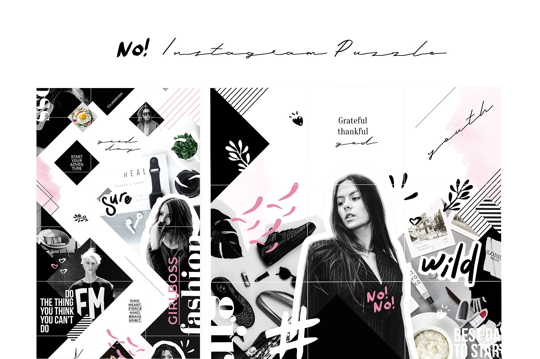 时尚简约的Instagram社交媒体拼图模板素材库精选 No! – Instagram puzzle [psd]插图