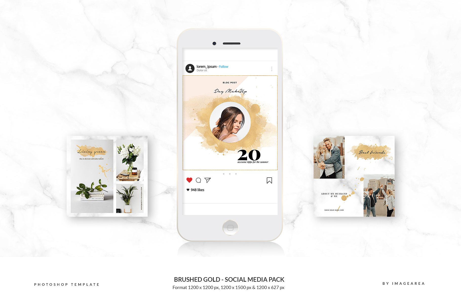 极力推荐：社交媒体贴图素材包 [Banner, 广告, 海报模板素材库精选，1.75GB] Brushed Gold – Social Media Pack插图