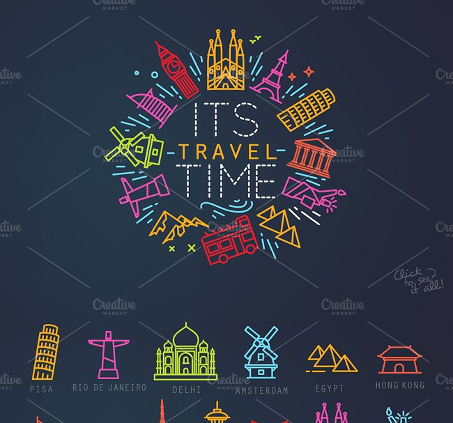 城市元素扁平风格图标 City flat icons插图(2)