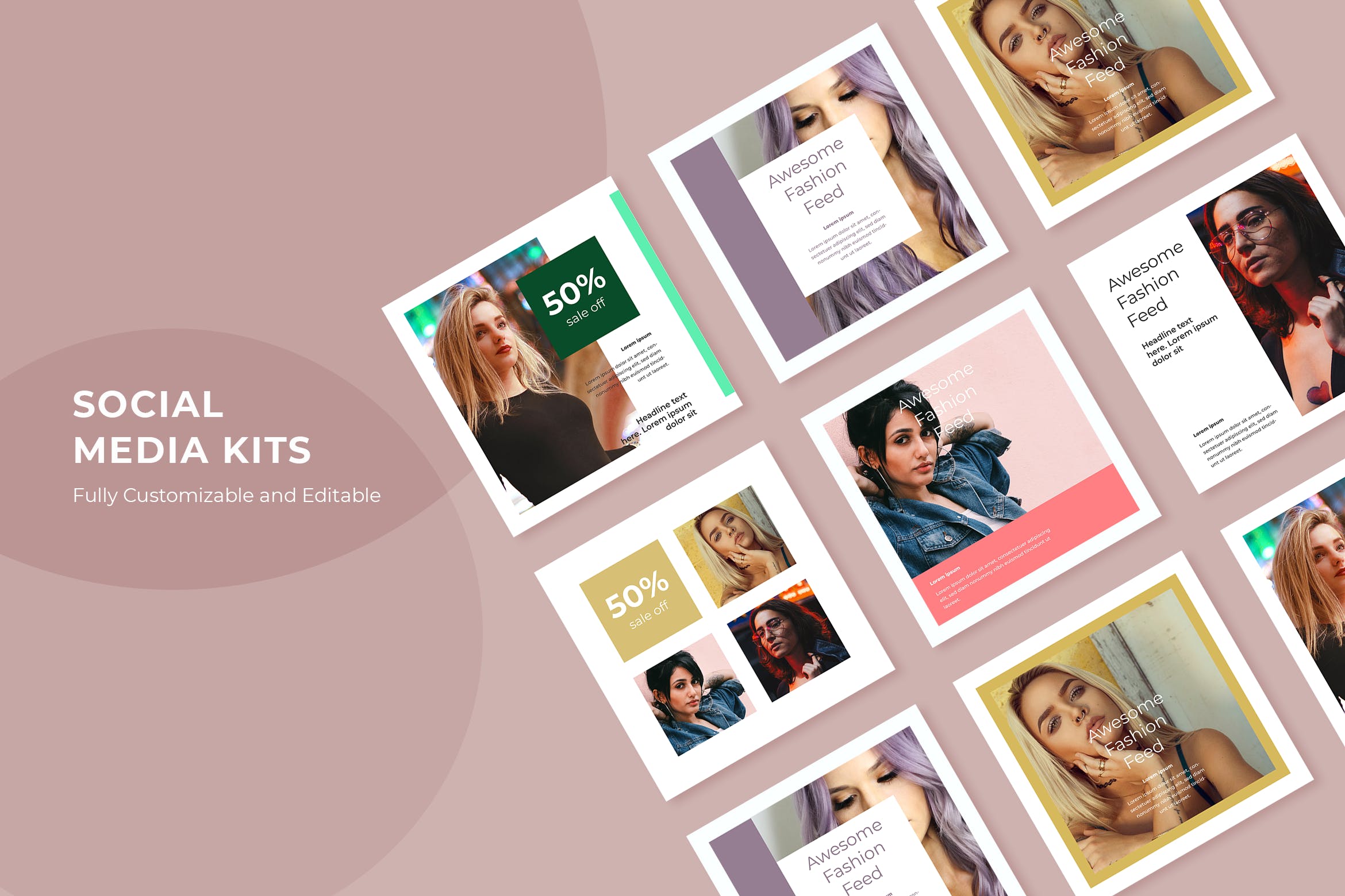 Instagram/Facebook/Twitter社交促销广告设计模板素材库精选v83 SRTP – Social Media Kit.83插图