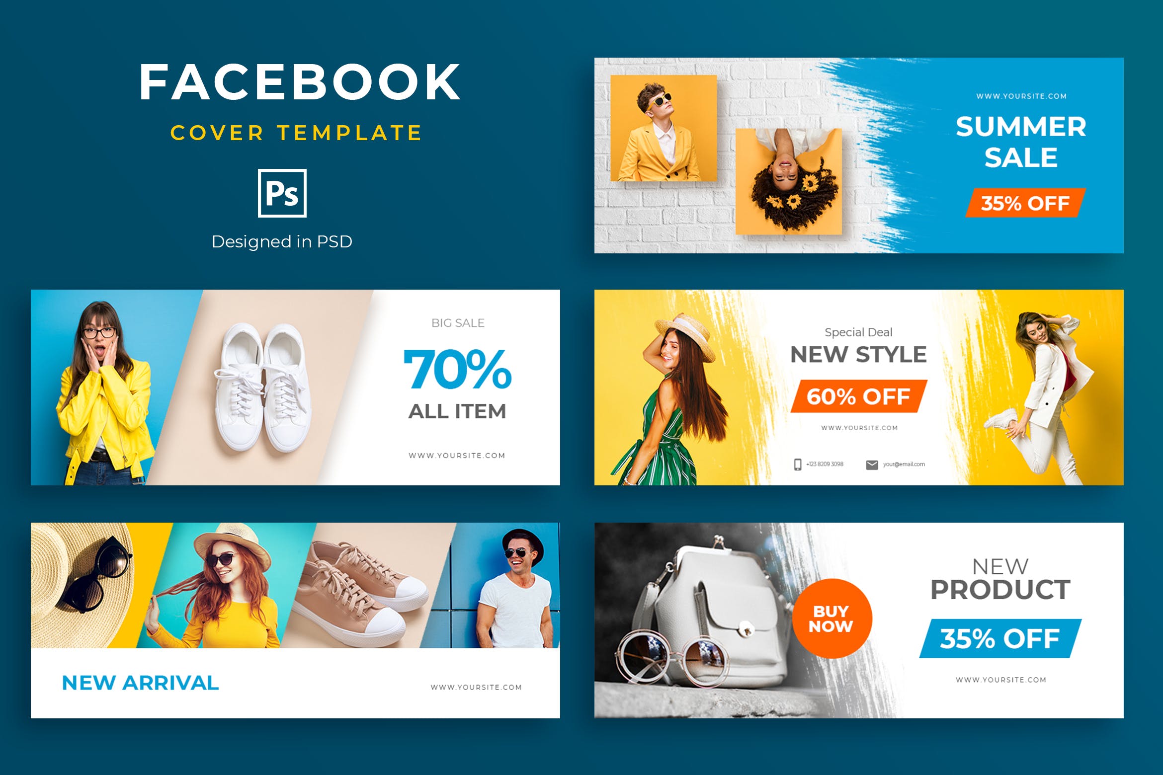 时尚服饰促销活动Facebook社交封面设计模板 Fashion Facebook Cover Template插图