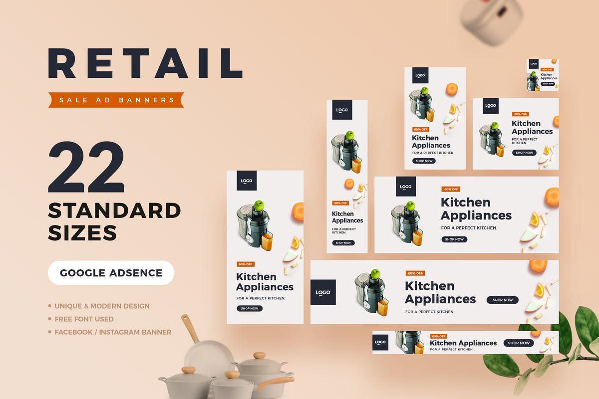 品牌促销活动广告谷歌广告Banner模板设计 Retail Sale Ad Banners插图