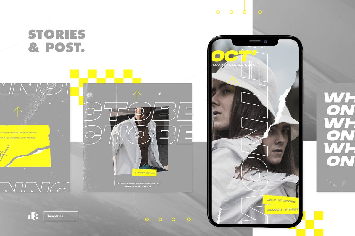 Instagram社交平台个性化撕纸效果贴图设计模板素材库精选 Instagram Template插图(3)