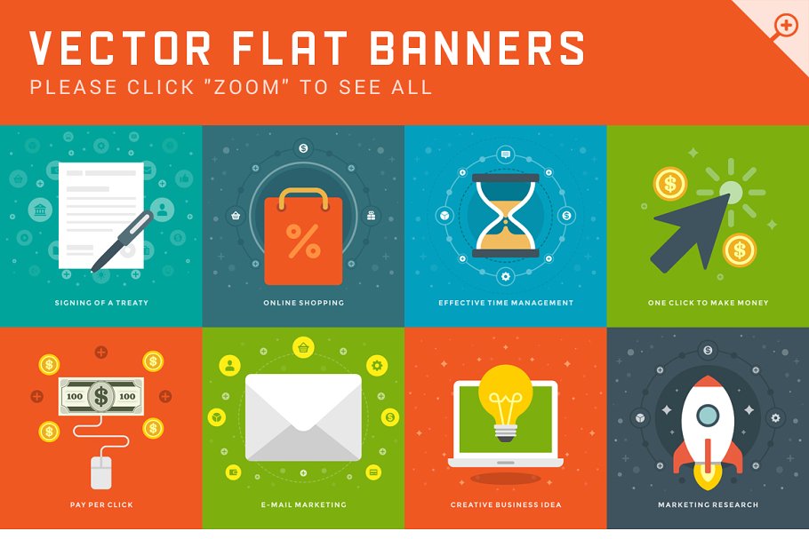 互联网项目通用扁平风图标集 Flat design big bundle插图(4)