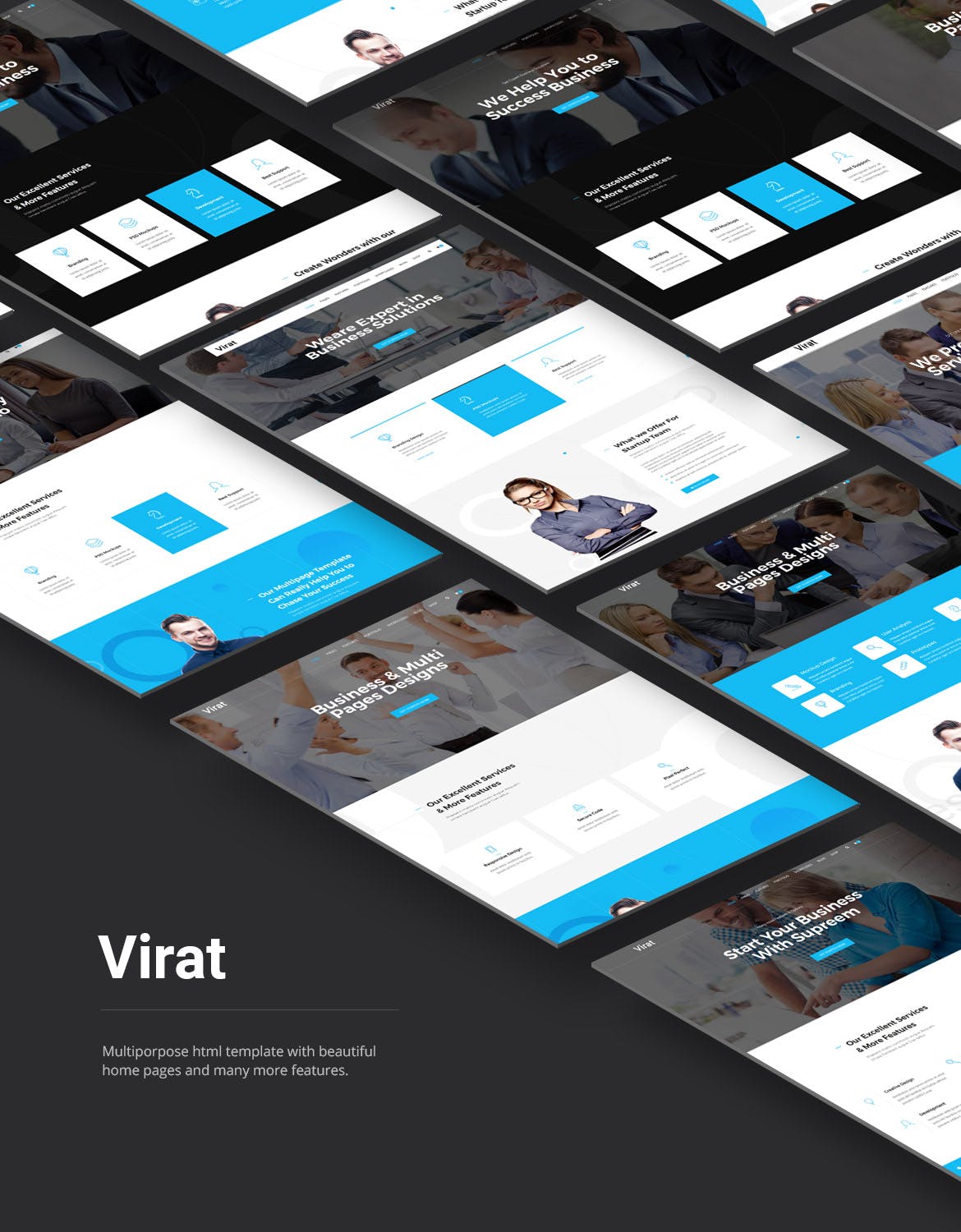专业简约响应式商务网站HTML5模板素材库精选 Virat- Responsive Multipurpose HTML5 Template插图(1)