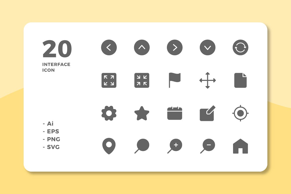 20枚UI界面设计APP操作选项素材库精选图标v1 20 Interface Icons Vol.1 (Solid)插图(1)