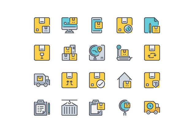 20枚物流运输配送主题矢量图标套装 20 Delivery Icon set插图(1)