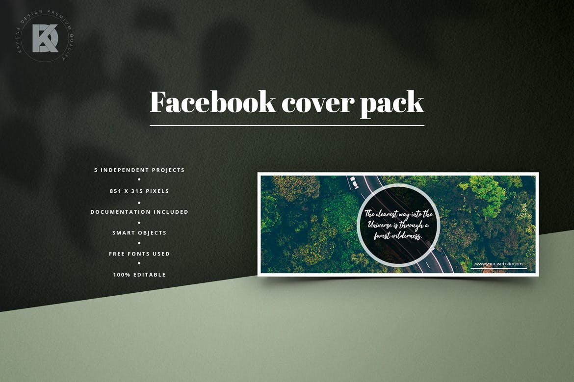 社交网站企业/品牌专业封面设计模板素材库精选 Forest Facebook Cover Kit插图(2)