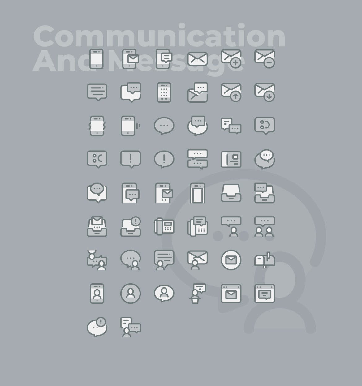 50枚社交通讯主题双色调矢量素材库精选图标 50 Communication Icons – Two Tone Style插图(1)