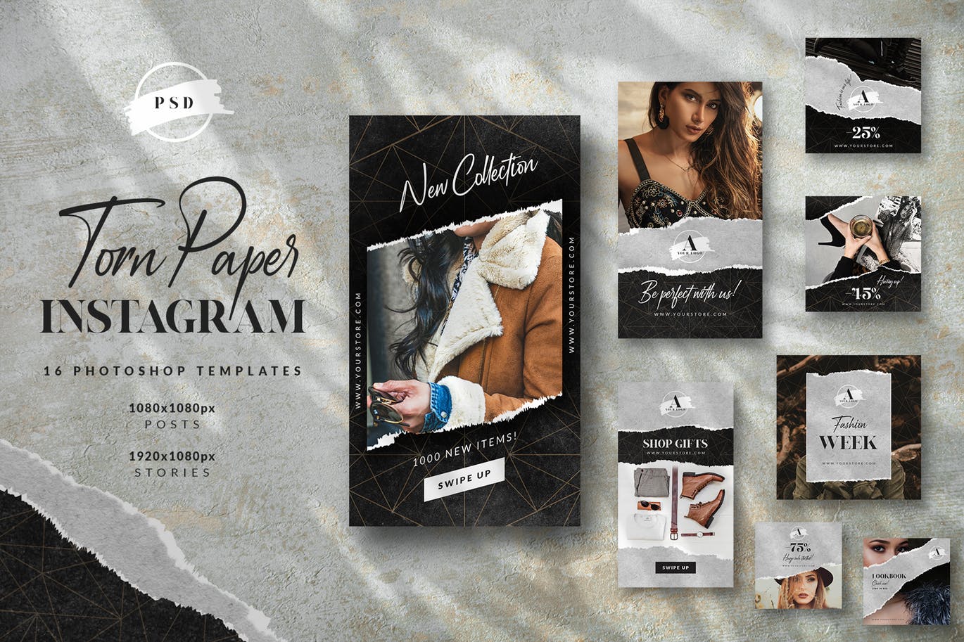 撕纸设计风格品牌促销/新品发布Instagram社交推广素材 Torn Paper Instagram插图