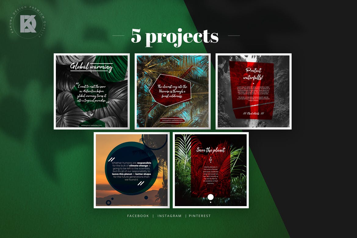 适用于旅游品牌推广的社交平台设计模板素材库精选 Tropical Quote Global Warming Kit插图(4)