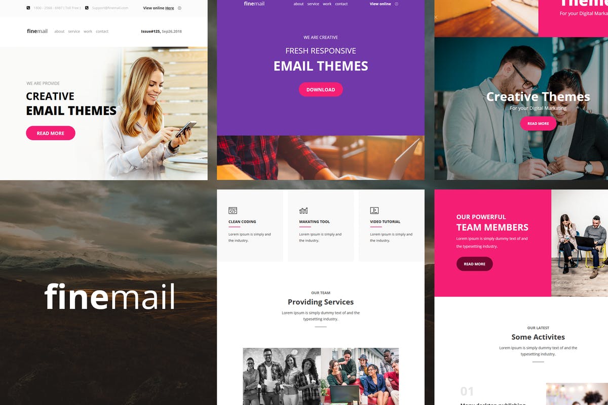 60+即拿即用电子邮件营销EDM设计模板 finemail – 60+ Modules E-mail Templates插图