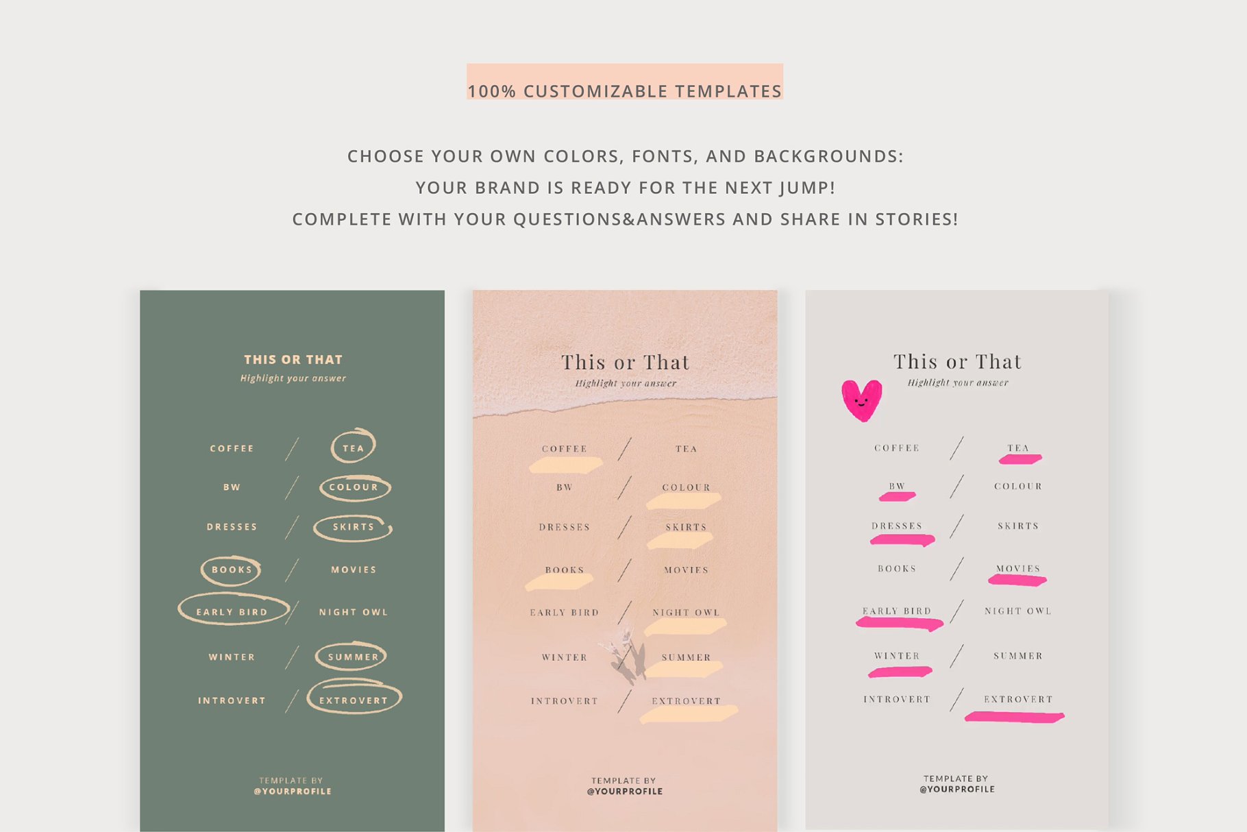 社交新媒体品牌故事贴图模板素材库精选 Q+A Stories Templates插图(1)