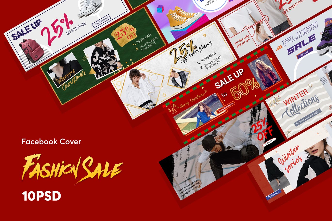创意时尚促销主题Facebook封面设计PSD模板素材库精选 Creative Fashion Sale Facebook Cover PSD Template插图