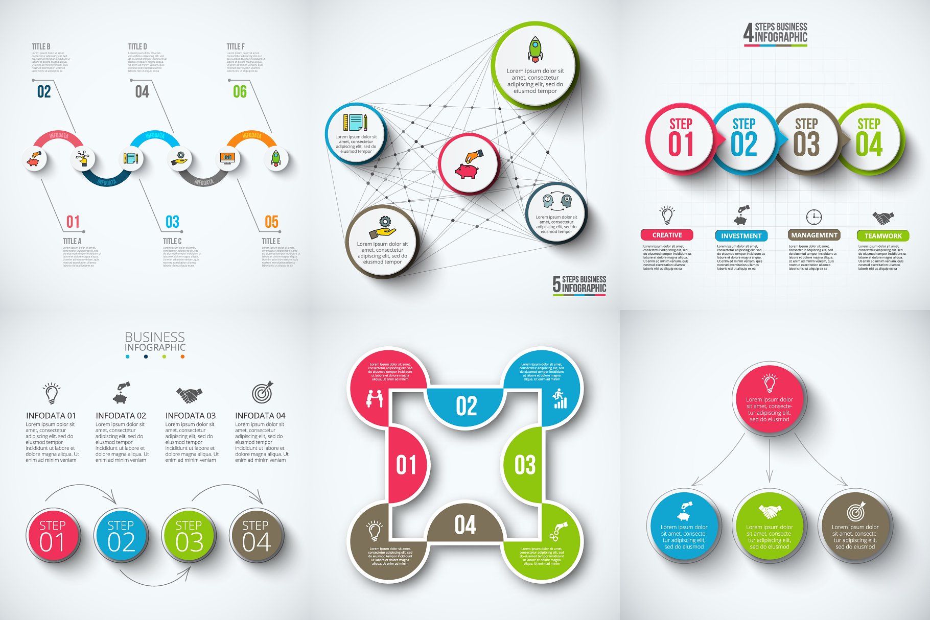 42个高质量信息图表设计元素合集 Infographic elements bundle v.02插图(7)