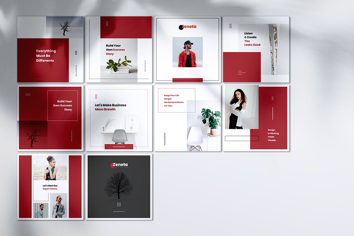 创意代理公司Instagram&Facebook社交文章贴图设计模板素材库精选 ZENETA Creative Agency Instagram & Facebook Post插图(4)