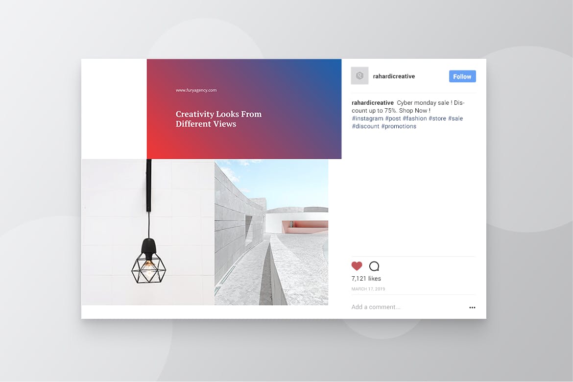 创意代理公司Instagram&Facebook文章贴图设计模板素材库精选 FURY Creative Agency Instagram & Facebook Post插图(5)