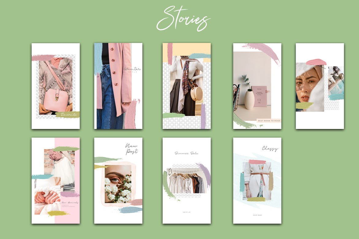 小资优雅风格Instagram社交网站品牌故事&贴图设计模板素材库精选 Instagram Ireland Social Media Pack插图(4)