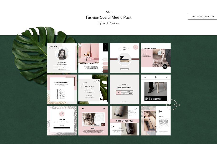 时尚主题博客&社交媒体贴图模板素材库精选 Blogger Social Media Kit • Mïa插图(5)