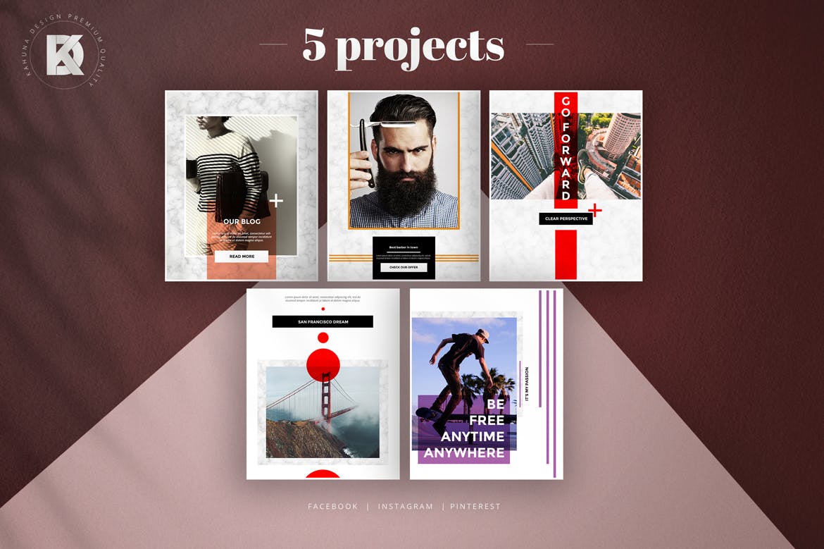 大理石背景时尚生活方式主题社交媒体设计素材包 Marble Lifestyle Social Media Kit插图(5)