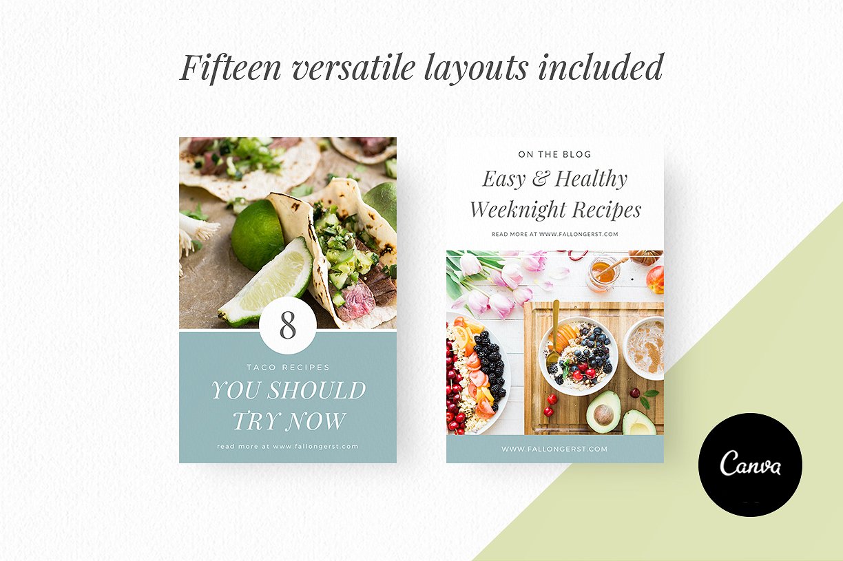 时髦的食物博客Canva模板素材库精选下载 Food Blogger Pinterest Templates [jpg,pdf]插图(10)