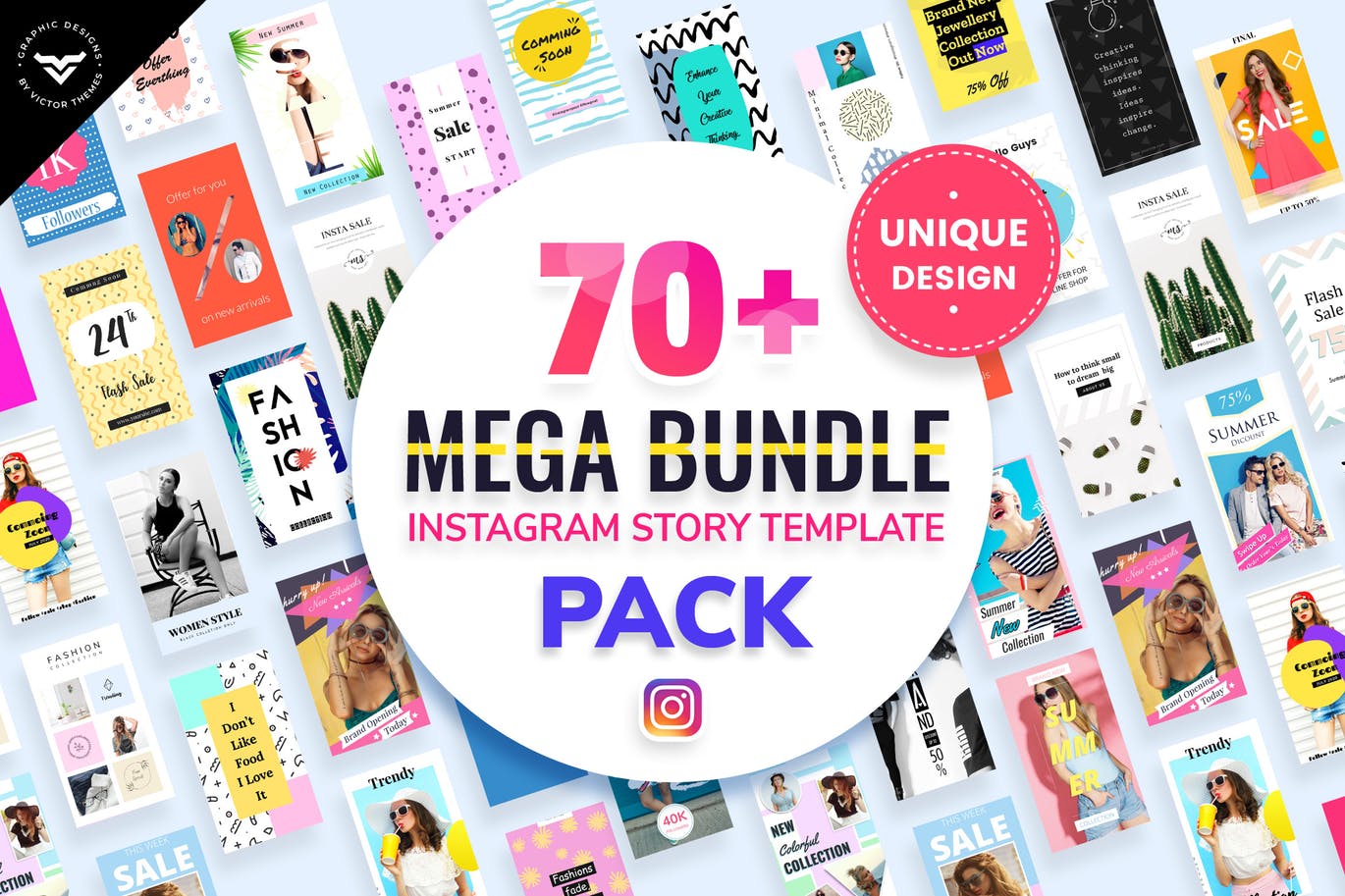 70+Instagram社交网站品牌推广广告设计模板素材库精选合集 Instagram Stories Mega Bundle Templates插图