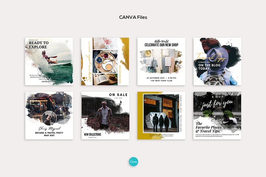 时尚摄影Instagram社交媒体水彩画插图(7)