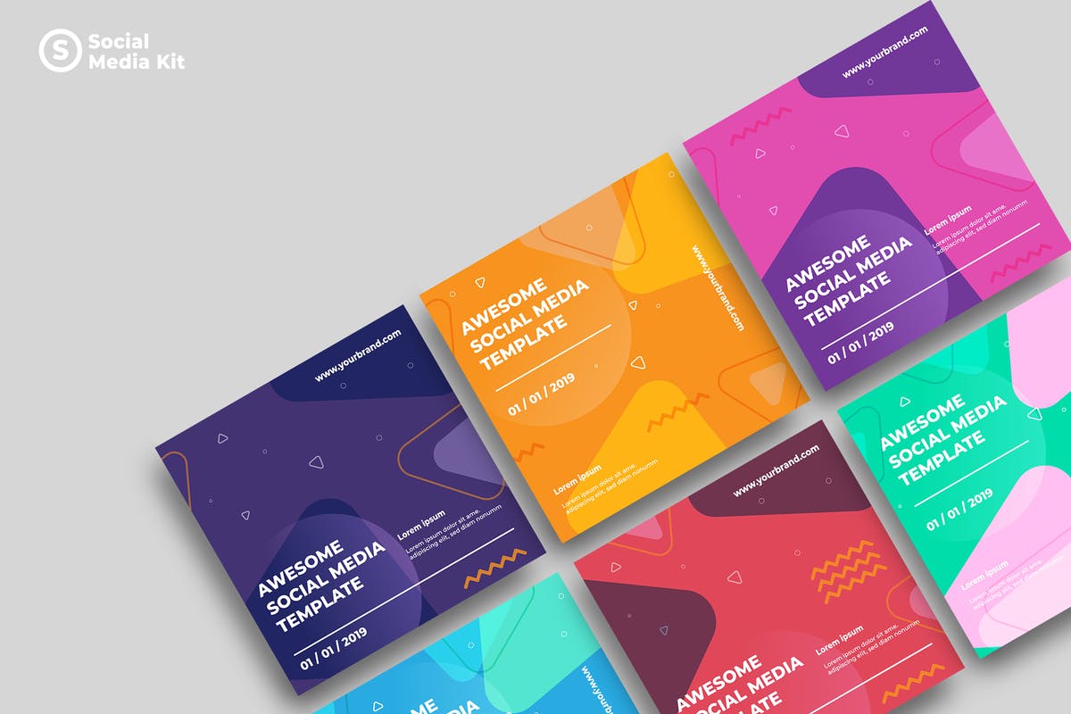 社交媒体正方形广告&贴图创意设计模板v22 SRTP – Social Media Kit.22插图