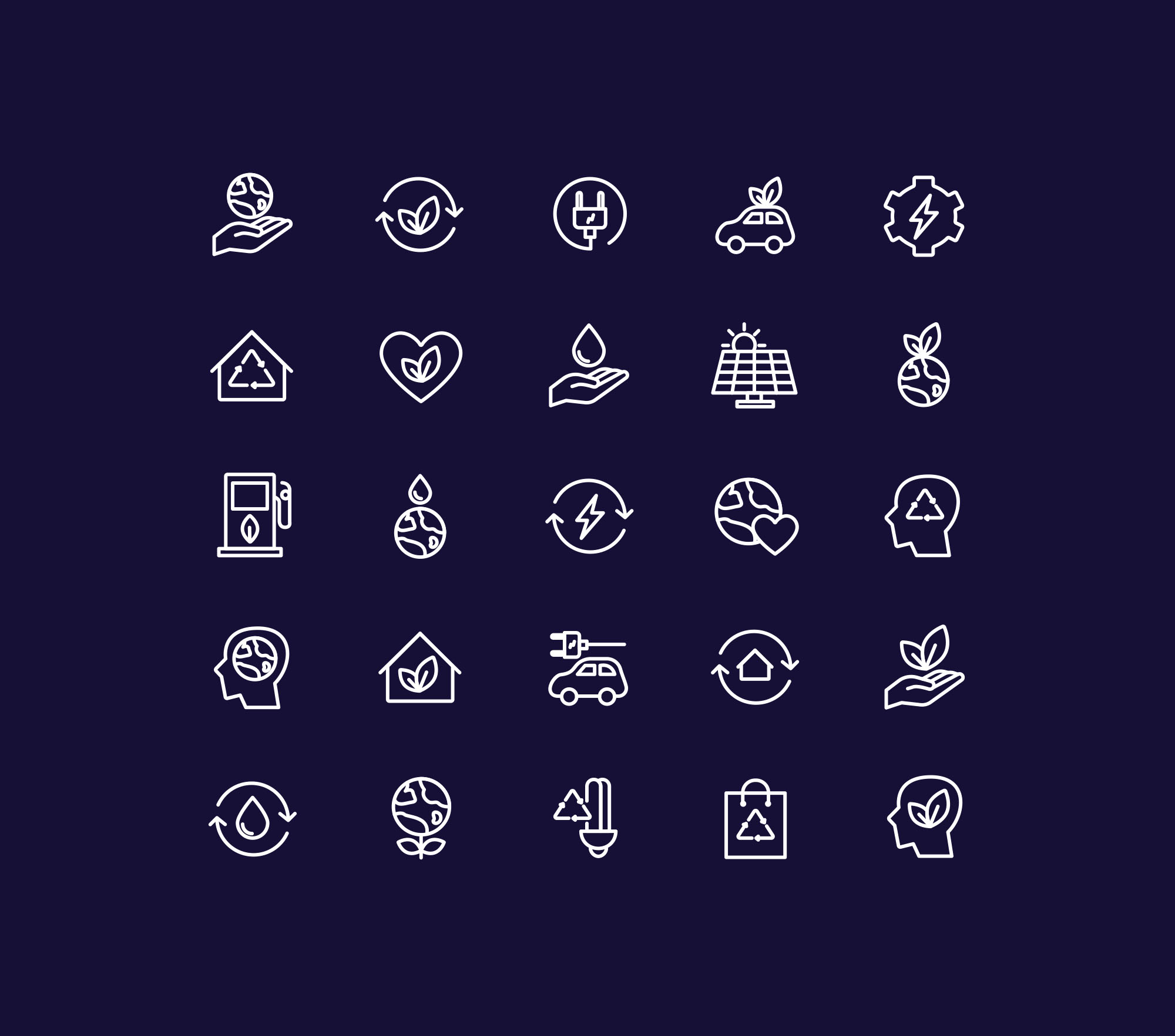 能源&生态主题矢量线性素材库精选图标 Energy Source & Ecology Icons插图(1)