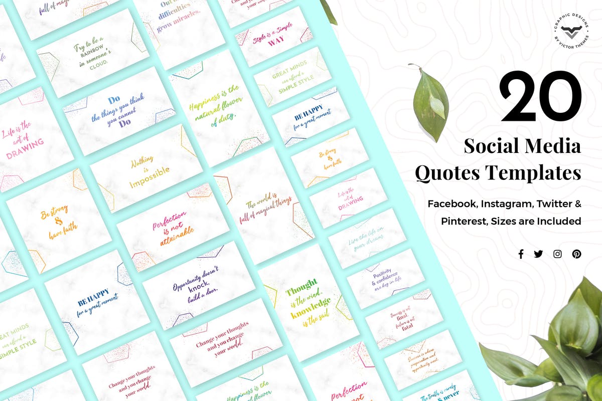 社交媒体引语祝福语Banner模板素材库精选v1 Social Media Quotes Trendy Template插图