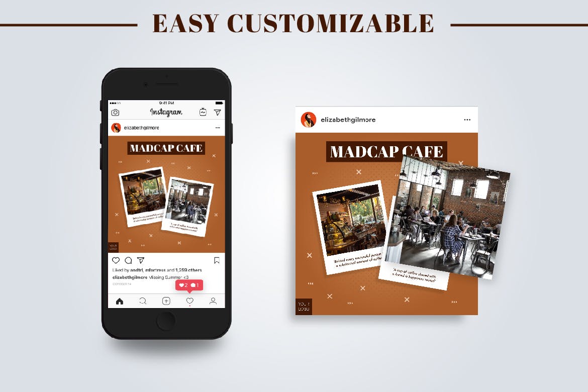 咖啡品牌Instagram社交推广设计素材包 CAFEZIO – Instagram Post Kit插图(1)