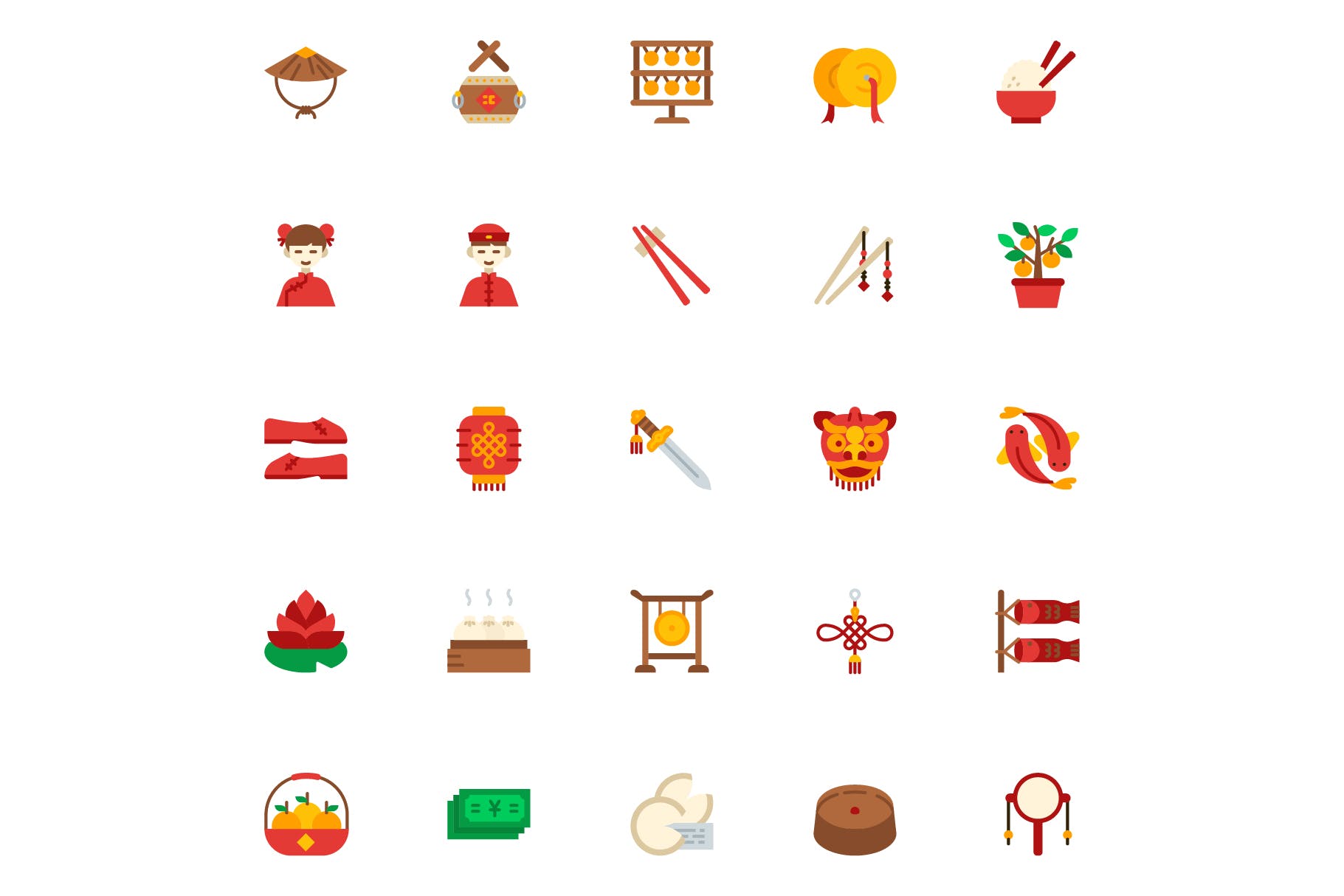 25枚中国新年主题扁平化设计风格矢量图标v2 Chinese New Year Flat插图(3)