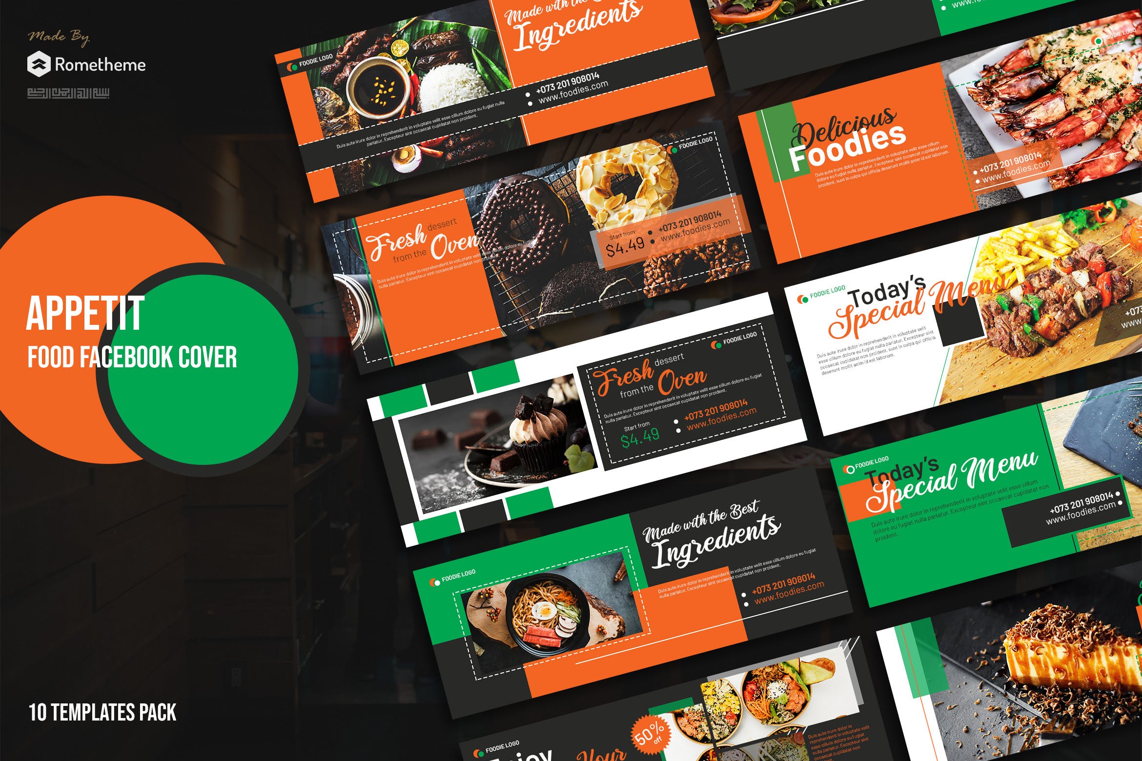 美食主题Facebook社交封面设计模板素材库精选推广素材 Appetit – Food Facebook Cover插图
