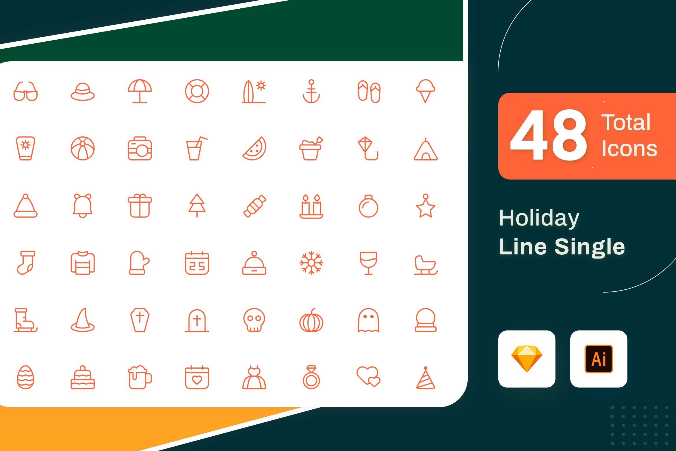 Line Senja图标系列：假日度假主题矢量线性图标 Line Senja – Holiday插图