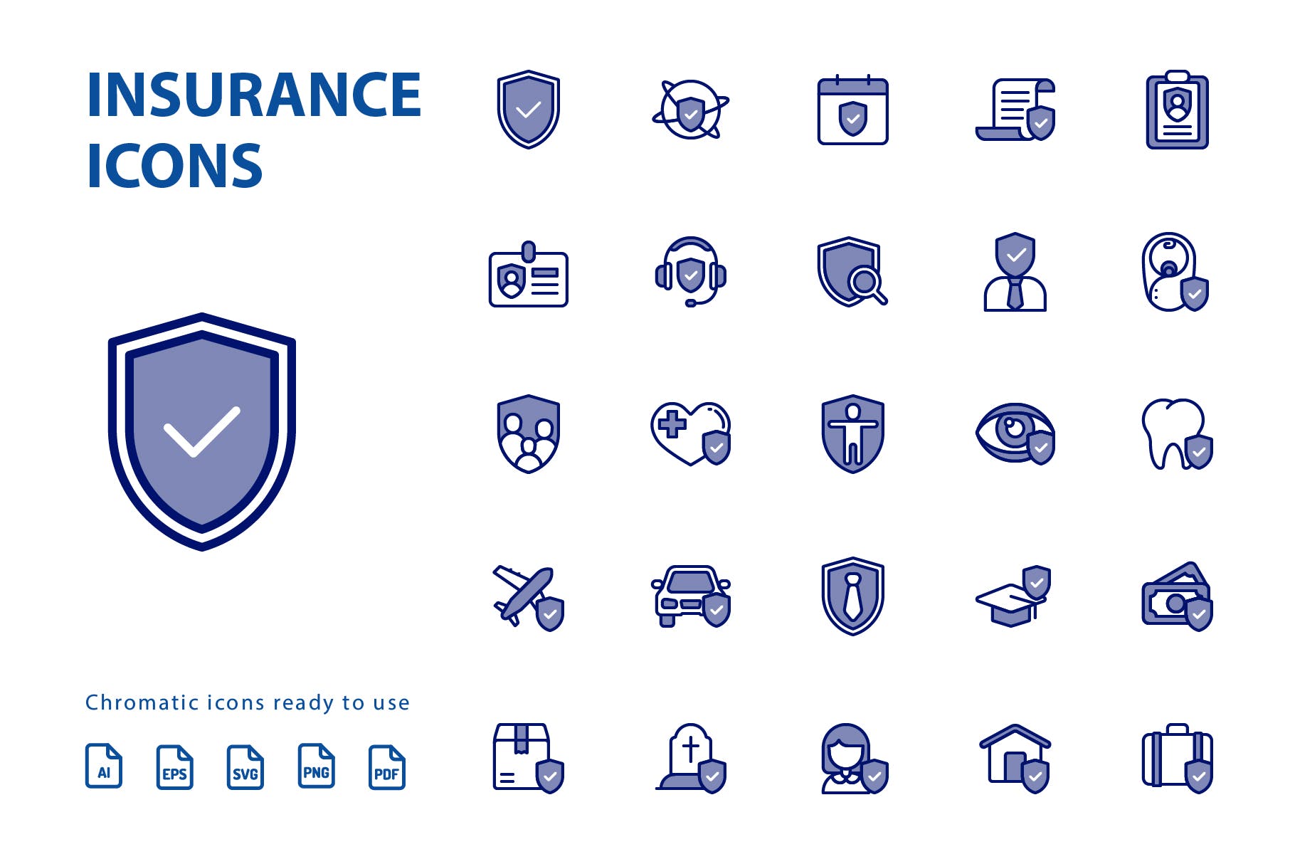 25枚Chromatic设计风格保险行业素材库精选图标素材 Insurance Chromatic插图(1)