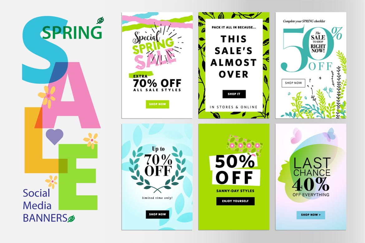 春季促销主题网站广告Banner图素材v4 Spring sale banners插图