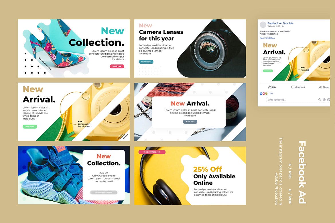 新品发布Facebook社交推广广告设计模板素材库精选v5 Facebook Ad Template Vol.5插图(2)