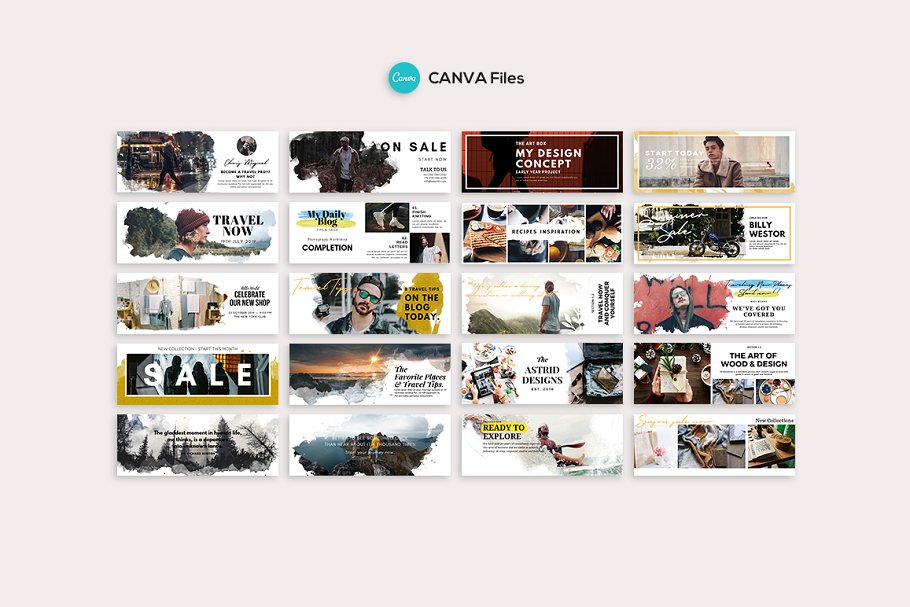 Facebook社交媒体时尚水彩画背景叠层插图(9)